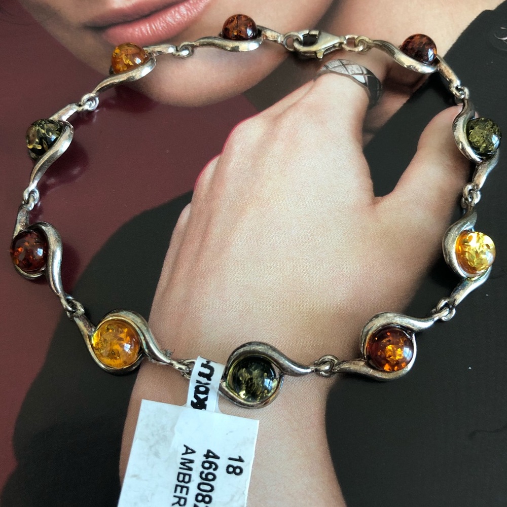 Amber Sterling Silver Bracelet